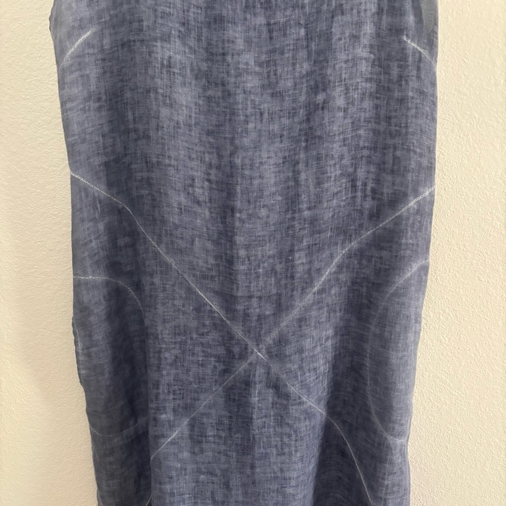 100% Linen Made in Italy Midi Sleeveless Blue Linen Shift Dress Sz M Unbranded - Picture 4 of 11